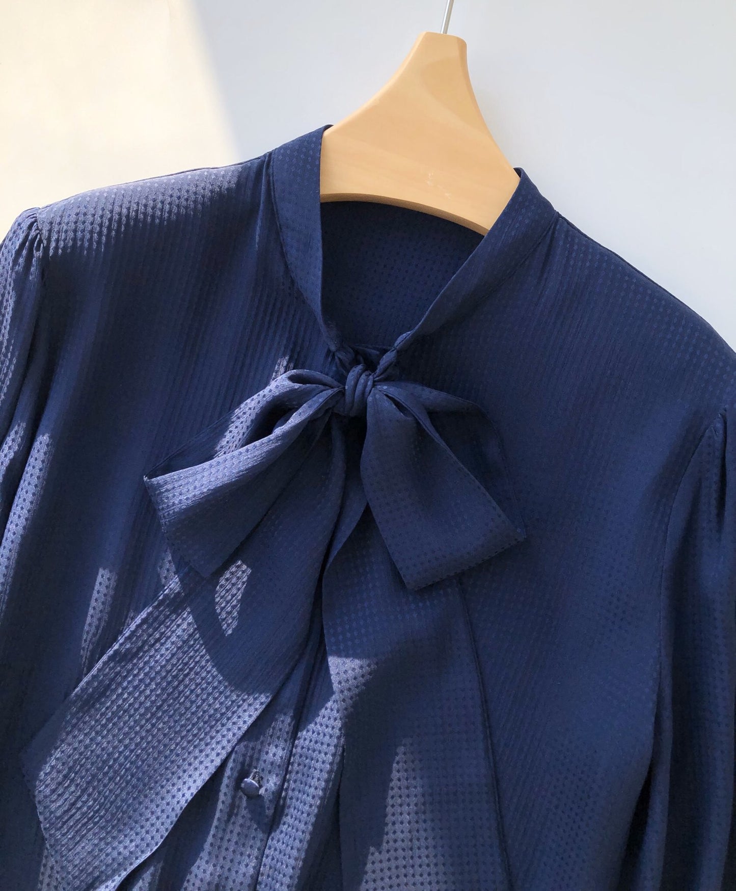 Glossy Jacquard Sambo Satin Rhombus Jacquard Silk Long-Sleeved Shirt