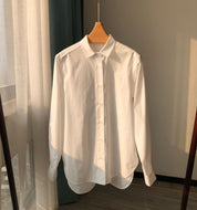 Salt-Shrunk Cotton Shirt with Embroidered Silhouette Logo wind shirt