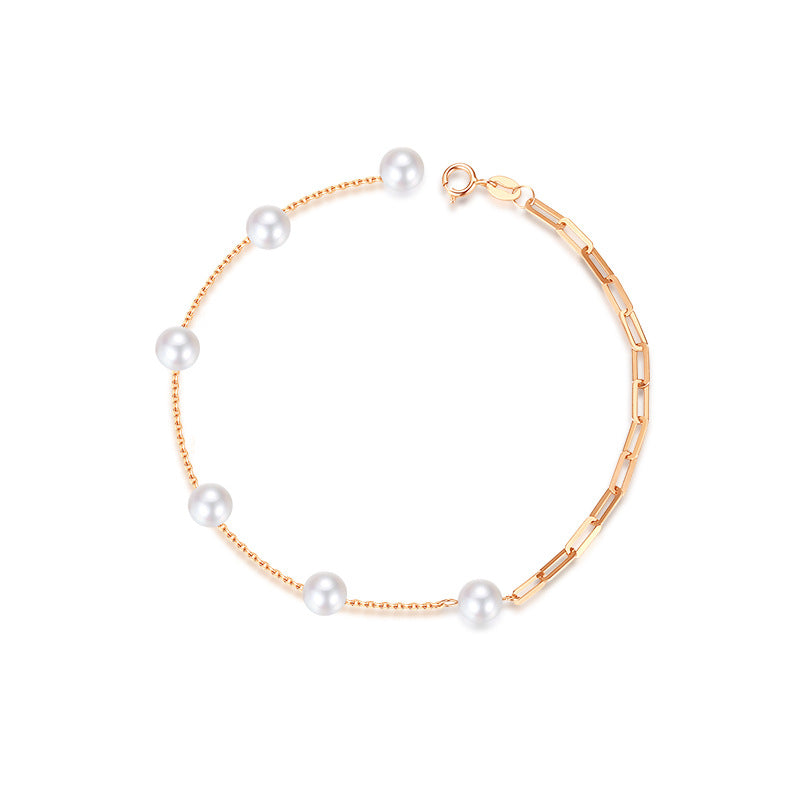 Sei - gold chain and akoya pearls bracelet