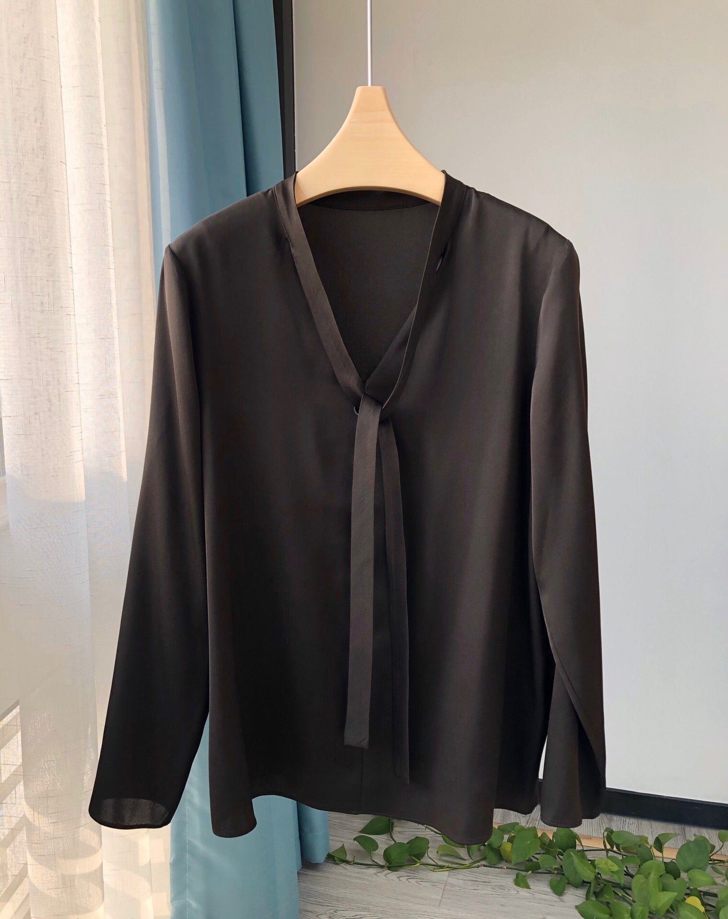 Women's Satin Silk Long Sleeve Button Down Shirt Formal Work Blouse Top