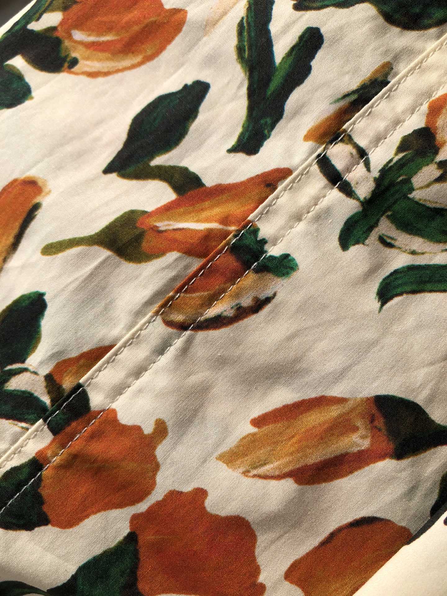 Oil Painting Style Tulip Print Elastic Waist A-Line Skirt