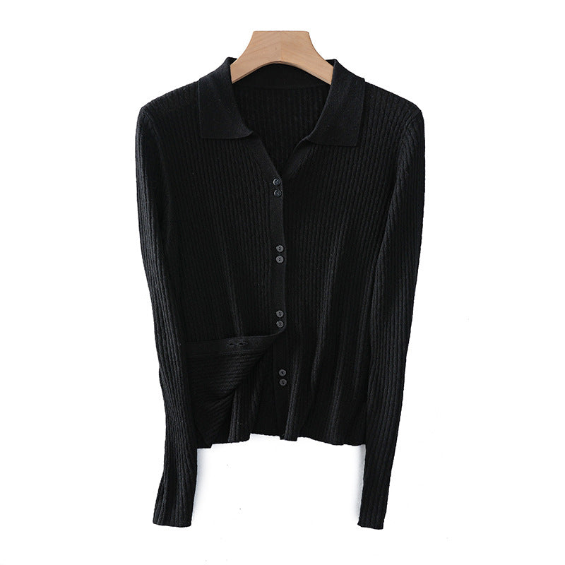 Feminine Double-Button Cable Design Knitted Cardigan for Early Spring 2023