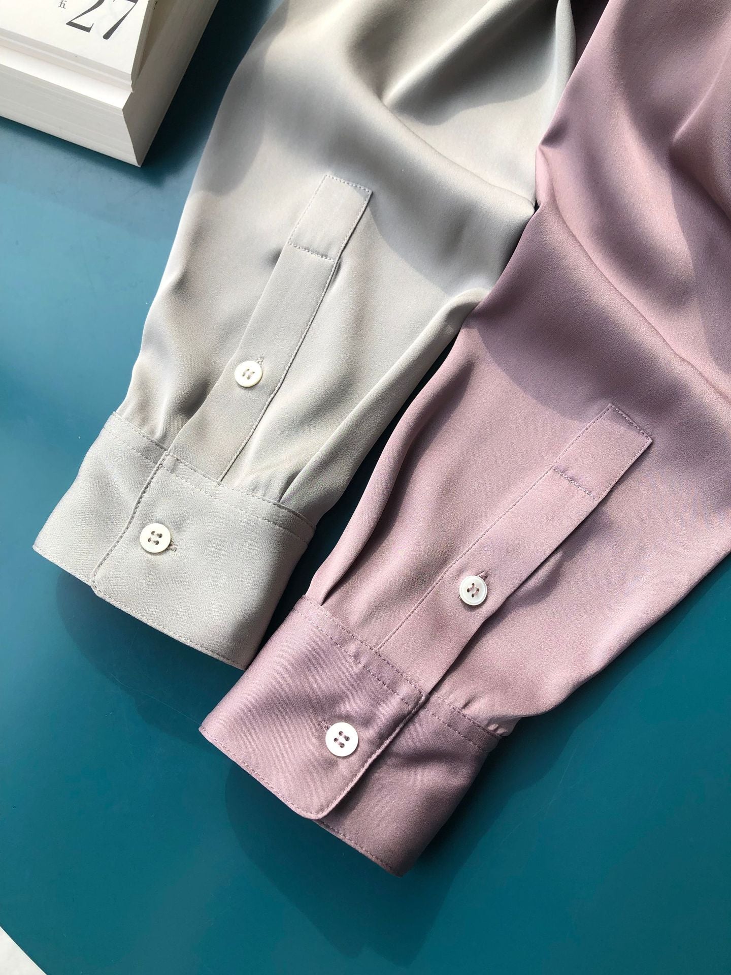 Stylish and Versatile Double Satin Silk Long-Sleeved Shirt