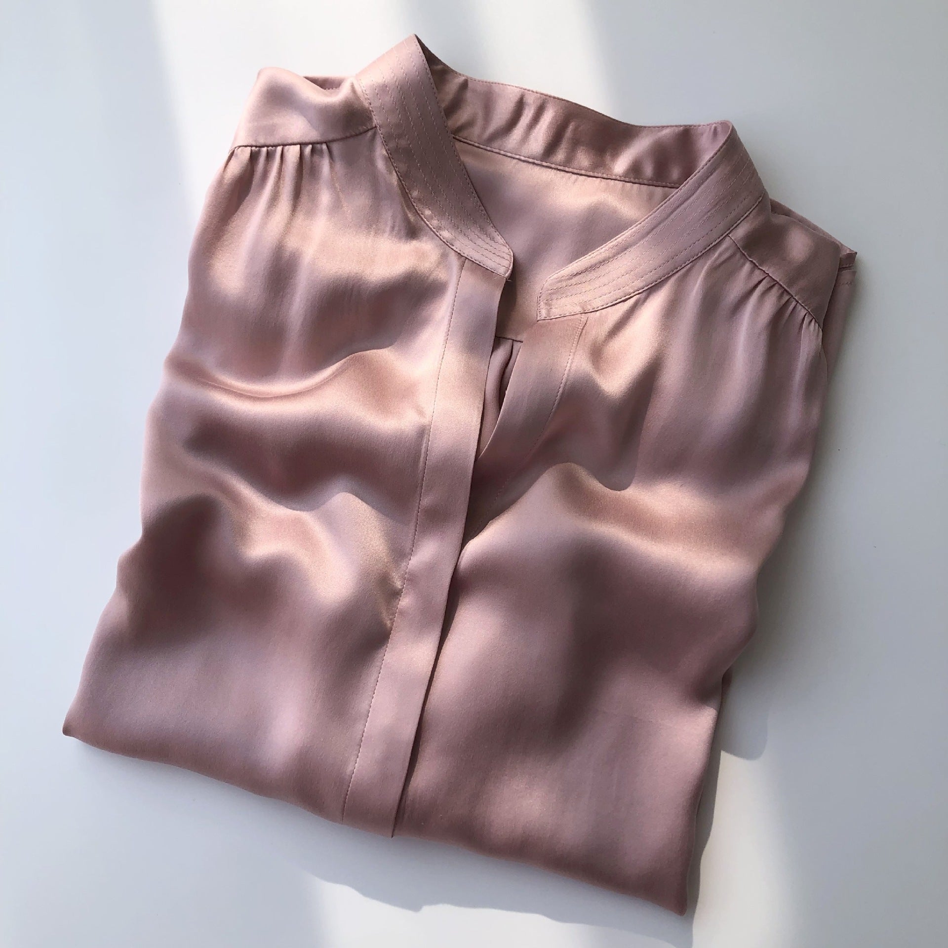 Women's Satin Silk Collar V Neck Button Down Long Sleeve Blouse Shirt Top soft satin pressed long-sleeved shirt