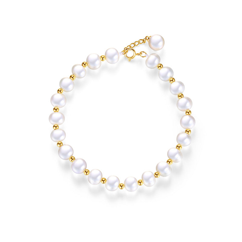 Perline -  Freshwater Pearls and Gold Beads  Bracelet