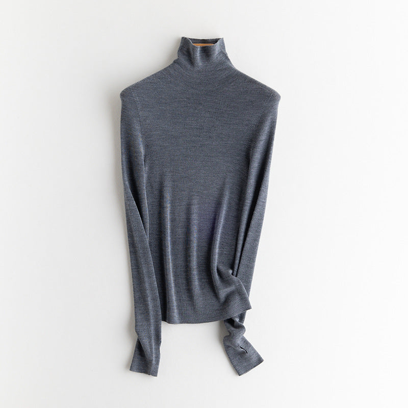 Women's Seamless Merino Wool Sweater with Extension Collar
