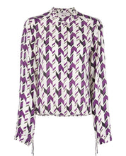 Modern Geometric Arrow Print Silk Blended Blouse long-sleeved shirt