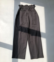 Natural Wrinkled Texture Flower Bud Trousers with Literary and Casual Style in Sand-Washed Cotton and Linen Material