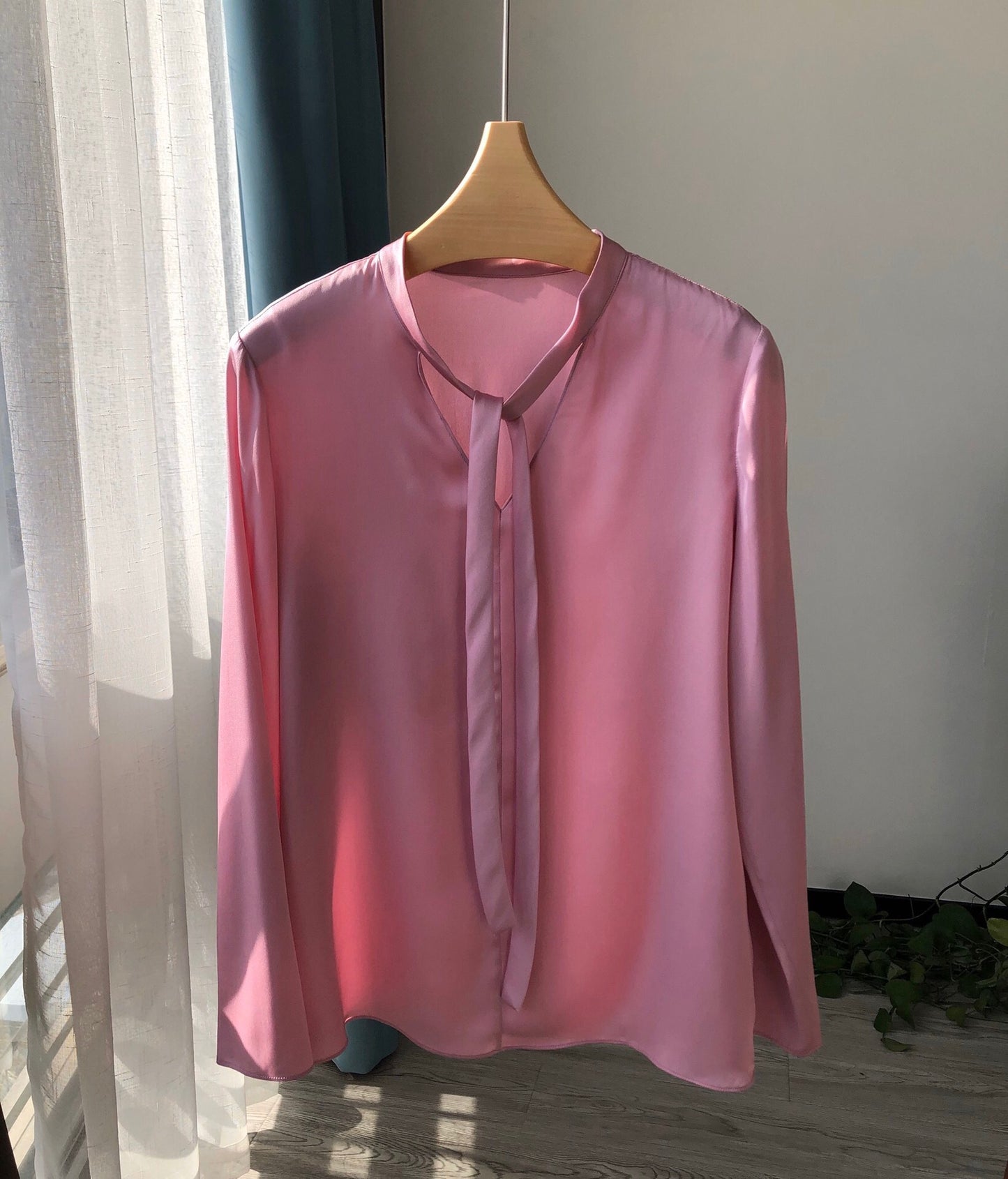 Women's Satin Silk Long Sleeve Button Down Shirt Formal Work Blouse Top