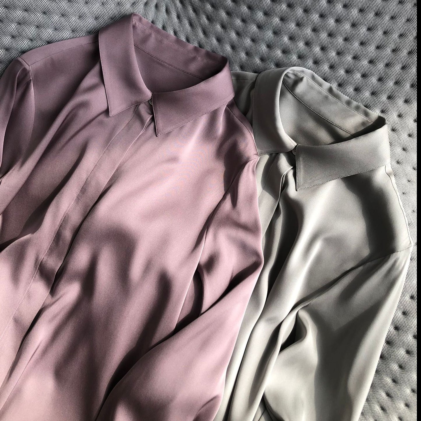 Stylish and Versatile Double Satin Silk Long-Sleeved Shirt