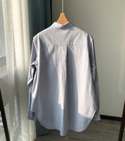 Salt-Shrunk Cotton Shirt with Embroidered Silhouette Logo wind shirt