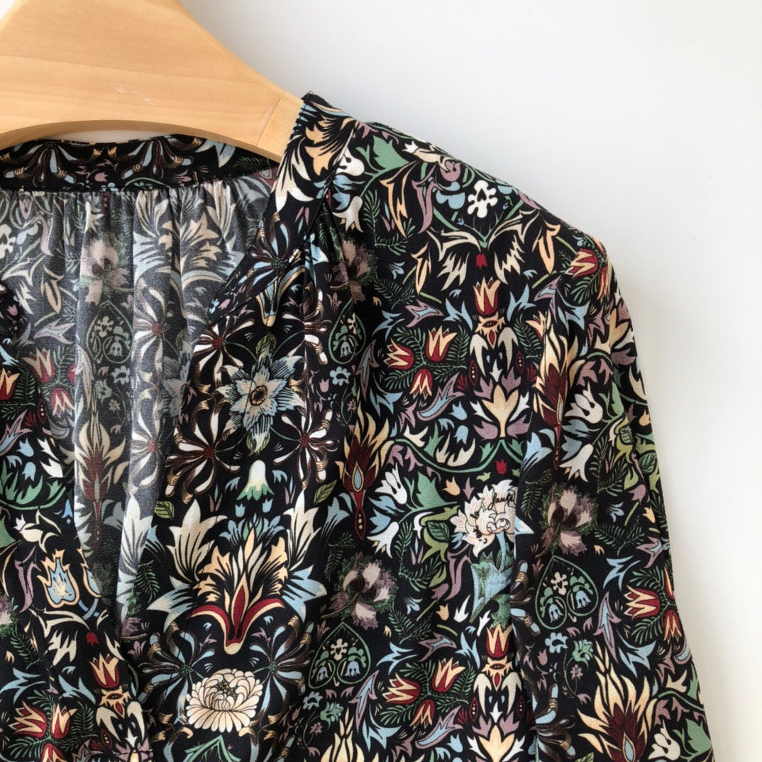 Kaleidoscopic Print French Niche V-Neck Shirt