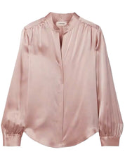 Women's Satin Silk Collar V Neck Button Down Long Sleeve Blouse Shirt Top soft satin pressed long-sleeved shirt