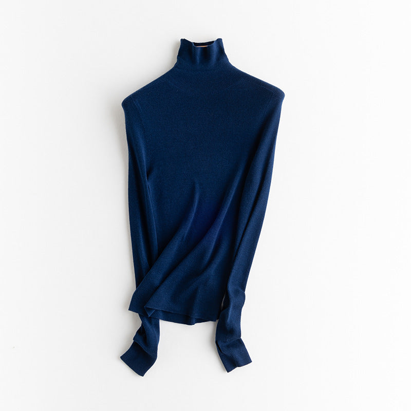 Women's Seamless Merino Wool Sweater with Extension Collar