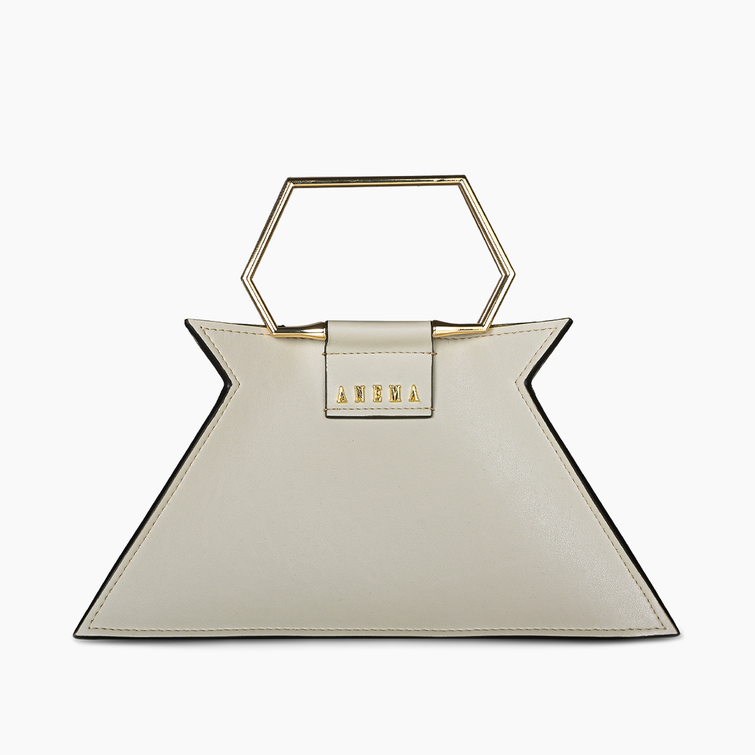 Ecru Glamour Metallic Detail Shoulder Bag