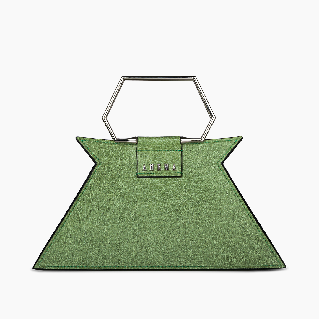 Green Metallic Detail Top Handle Bag
