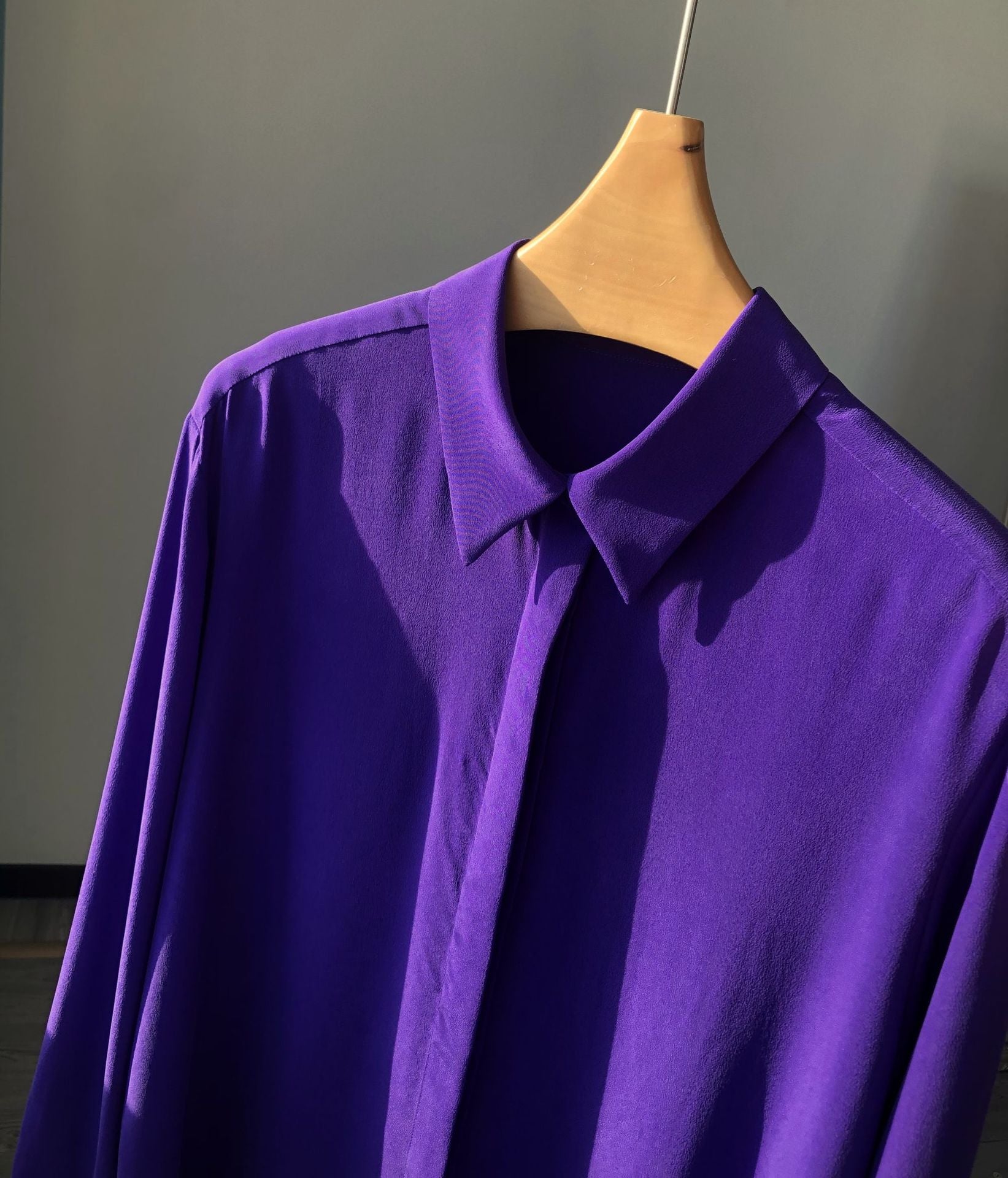 Women Shirt Women Silk Shirt Sand Wash Silk Long Sleeve Lining Purple Women Tops Women Purple Silk Shirt Women Dress Women Casual Tshirt