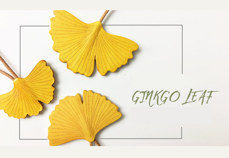 Ginkgo Leaf Handmade Leather Keychain