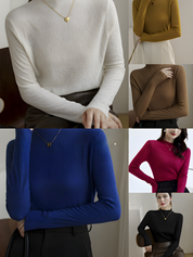 Gioventù Bark Pattern Merino Wool Half-High Collar Sweater